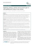 Exploring salivary cortisol and recurrent pain in mid-adolescents living in two homes
