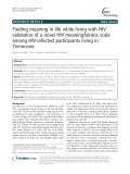 Finding meaning in life while living with HIV: Validation of a novel HIV meaningfulness scale among HIV-infected participants living in Tennessee
