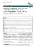 Measuring participation for persons with mental illness: A systematic review assessing relevance of existing scales for low and middle income countries