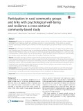 Participation in rural community groups and links with psychological well-being and resilience: A cross-sectional community-based study