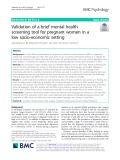Validation of a brief mental health screening tool for pregnant women in a low socio-economic setting