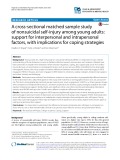 A cross-sectional matched sample study of nonsuicidal self-injury among young adults: support for interpersonal and intrapersonal factors, with implications for coping strategies