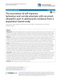 The association of self-injurious behaviour and suicide attempts with recurrent idiopathic pain in adolescents: Evidence from a population-based study