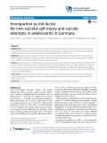Immigration as risk factor for non-suicidal self-injury and suicide attempts in adolescents in Germany