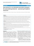 Research Recruitment in an indicated prevention program for externalizing behavior - parental participation decisions
