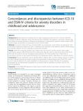 Concordances and discrepancies between ICD-10 and DSM-IV criteria for anxiety disorders in childhood and adolescence