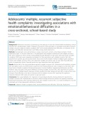 Adolescents’ multiple, recurrent subjective health complaints: Investigating associations with emotional/behavioural difficulties in a cross-sectional, school-based study