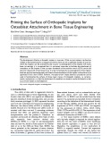 Priming the surface of orthopedic implants for osteoblast attachment in bone tissue engineering