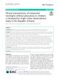 Clinical characteristics of enteroviral meningitis without pleocytosis in children: A retrospective single center observational study in the Republic of Korea