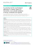 A screening tool for psychological difficulties in children aged 6 to 36 months: Cross-cultural validation in Kenya, Cambodia and Uganda