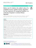 Better care for babies: The added value of a modified reverse syphilis testing algorithm for the treatment of congenital syphilis in a maternity Hospital in Central African Republic