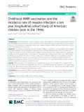 Childhood MMR vaccination and the incidence rate of measles infection: A ten year longitudinal cohort study of American children born in the 1990s