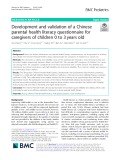Development and validation of a Chinese parental health literacy questionnaire for caregivers of children 0 to 3 years old