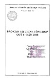 Báo cáo tài chính tổng hợp quý 4 năm 2018 - Công ty Cổ phần Thủy điện Thác Bà