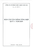 Báo cáo tài chính tổng hợp quý 4 năm 2019 - Công ty Cổ phần Thủy điện Thác Bà