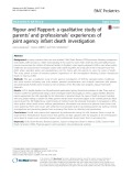 Rigour and Rapport: A qualitative study of parents’ and professionals’ experiences of joint agency infant death investigation