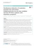 Simultaneous detection of respiratory syncytial virus and human metapneumovirus by one-step multiplex real-time RT-PCR in patients with respiratory symptoms