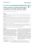 Content analysis of nutritional information in paediatric oral health education leaflets