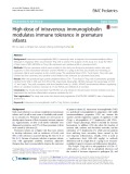 High-dose of intravenous immunoglobulin modulates immune tolerance in premature infants