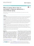 Effects of eating dinner alone on overweight in Japanese adolescents: A cross-sectional survey
