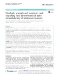 Hand grip strength and maximum peak expiratory flow: Determinants of bone mineral density of adolescent students