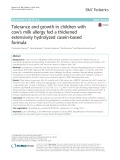 Tolerance and growth in children with cow’s milk allergy fed a thickened extensively hydrolyzed casein-based formula