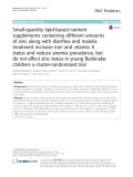 Small-quantity lipid-based nutrient supplements containing different amounts of zinc along with diarrhea and malaria treatment increase iron and vitamin A status and reduce anemia prevalence, but do not affect zinc status in young Burkinabe children: A cluster-randomized trial