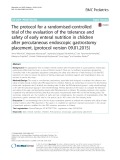 The protocol for a randomised-controlled trial of the evaluation of the tolerance and safety of early enteral nutrition in children after percutaneous endoscopic gastrostomy placement (protocol version 09.01.2015)