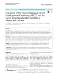 Evaluation of the revised Nipissing District Developmental Screening (NDDS) tool for use in general population samples of infants and children