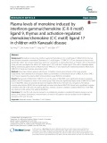 Plasma levels of monokine induced by interferon-gamma/chemokine (C-X-X motif) ligand 9, thymus and activation-regulated chemokine/chemokine (C-C motif) ligand 17 in children with Kawasaki disease