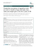 Prospective associations of appetitive traits at 3 and 12 months of age with body mass index and weight gain in the first 2 years of life