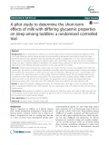A pilot study to determine the short-term effects of milk with differing glycaemic properties on sleep among toddlers: A randomised controlled trial