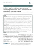 Arginine supplementation in prevention of necrotizing enterocolitis in the premature infant: An updated systematic review