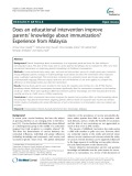 Does an educational intervention improve parents’ knowledge about immunization? Experience from Malaysia