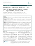 Mitochondrial mutation m.1555A>G as a risk factor for failed newborn hearing screening in a large cohort of preterm infants