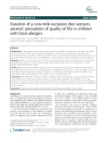 Duration of a cow-milk exclusion diet worsens parents’ perception of quality of life in children with food allergies