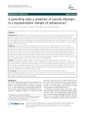 Is parenting style a predictor of suicide attempts in a representative sample of adolescents?