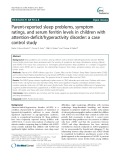 Parent-reported sleep problems, symptom ratings, and serum ferritin levels in children with attention-deficit/hyperactivity disorder: A case control study