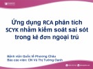 Bài giảng Ứng dụng RCA phân tích SCYK nhằm kiểm soát sai sót trong kê đơn ngoại trú