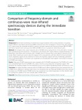 Comparison of frequency-domain and continuous-wave near-infrared spectroscopy devices during the immediate transition