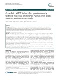Growth in VLBW infants fed predominantly fortified maternal and donor human milk diets: A retrospective cohort study