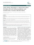 Total calcium absorption is similar from infant formulas with and without prebiotics and exceeds that in human milk-fed infants