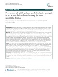 Prevalence of birth defects and risk-factor analysis from a population-based survey in Inner Mongolia, China