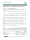 Perinatal stress, brain inflammation and risk of autism-Review and proposal