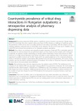 Countrywide prevalence of critical drug interactions in Hungarian outpatients: A retrospective analysis of pharmacy dispensing data