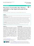 Recurrence of pericarditis after influenza vaccination: A case report and review of the literature