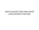 Bài giảng Cơ sở dữ liệu: Hàm do người dùng định nghĩa - ThS. Nguyễn Ngọc Quỳnh Châu