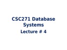 Lecture Database System: Chapter 4 - The Relational Algebra and Calculus