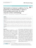 Optimization of physical conditions for the production of thermostable T1 lipase in Pichia guilliermondii strain SO using response surface methodology