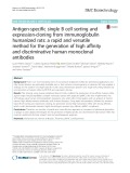 Antigen-specific single B cell sorting and expression-cloning from immunoglobulin humanized rats: A rapid and versatile method for the generation of high affinity and discriminative human monoclonal antibodies